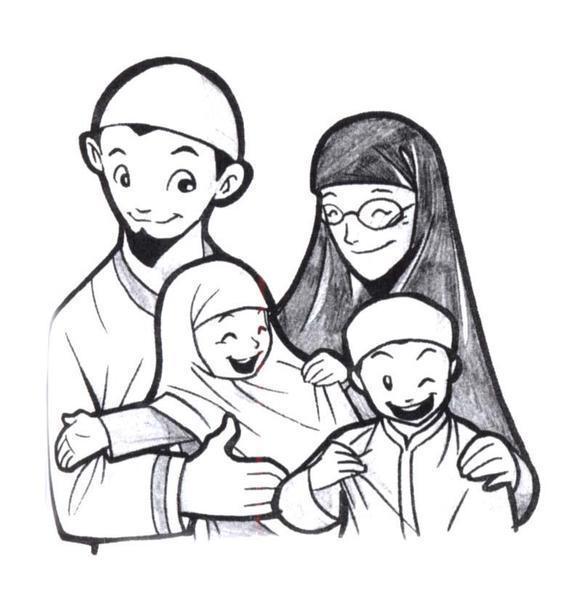 65 Gambar Kartun Keluarga Muslim Bahagia Terbaik